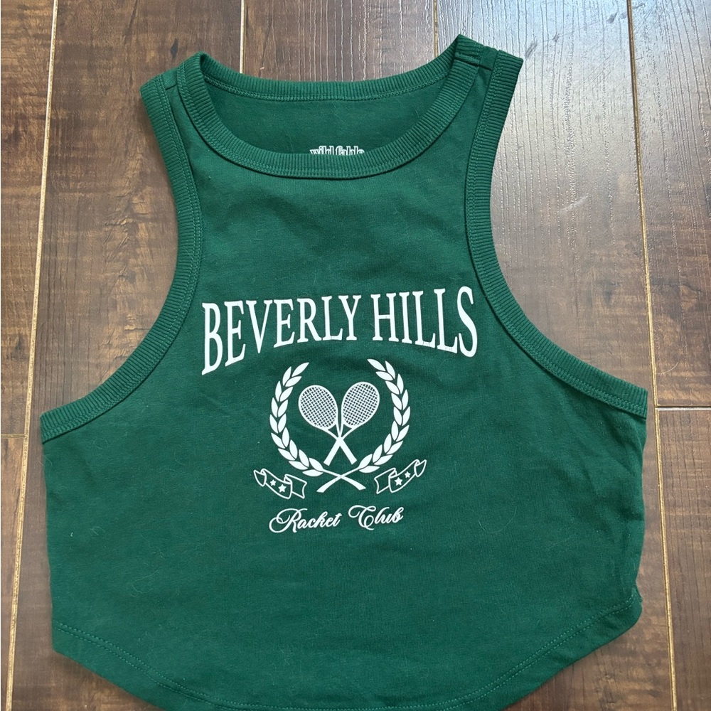 small green Beverly Hills tanked crop top